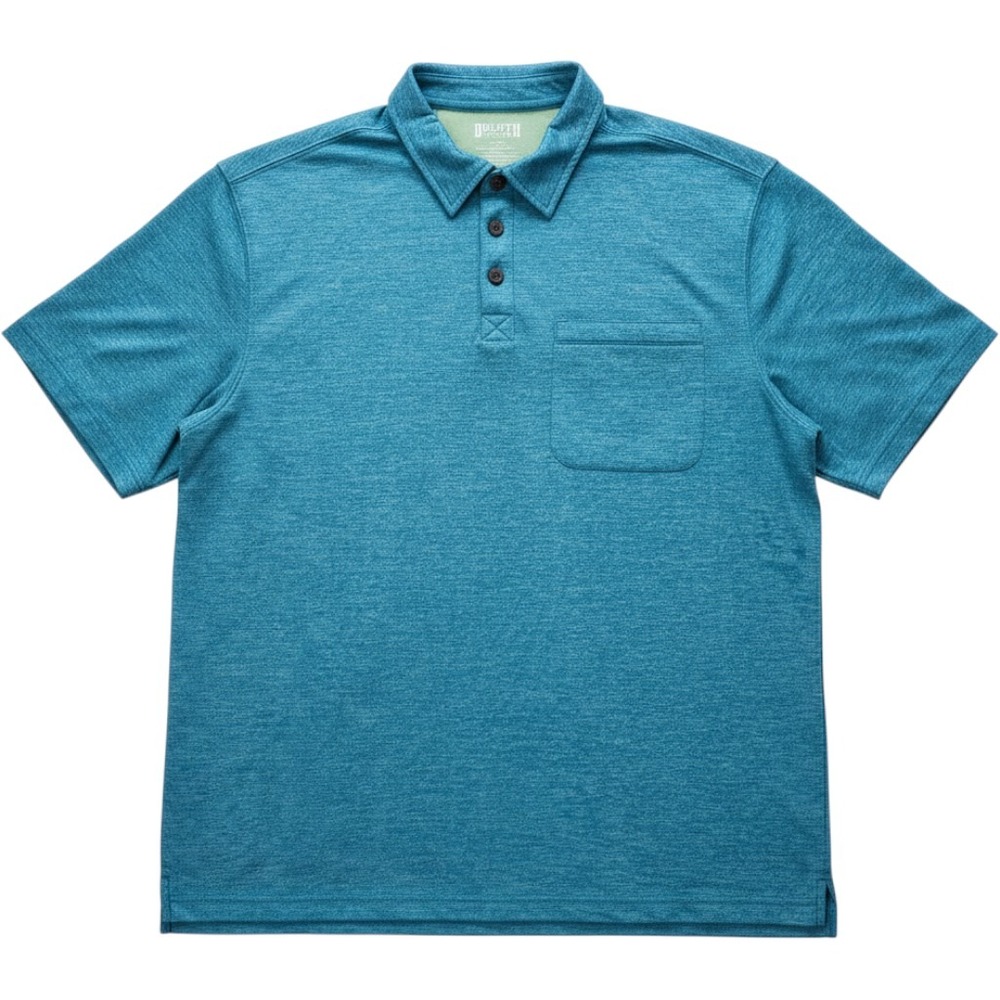 Duluth Trading Co Polo Shirt Mens Large Teal Blue Excellent Relaxed Fit Pocket